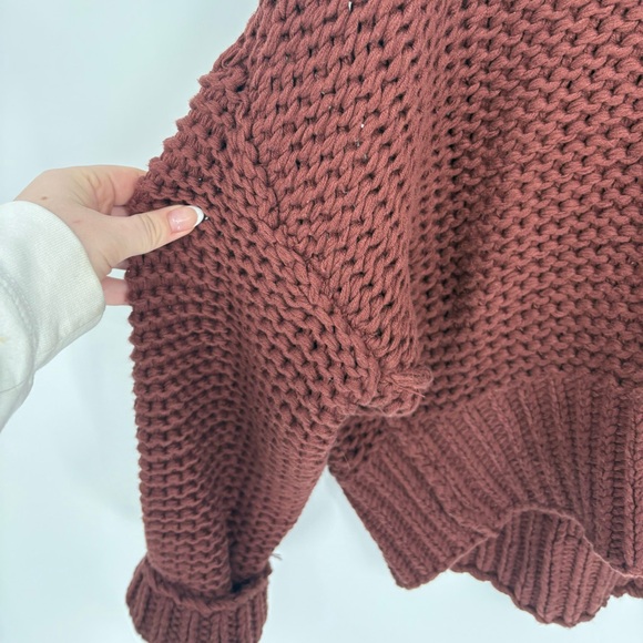 NWT Free People My Only Sunshine Chunky Knit Sweater in Chocolate Merlot - Picture 5 of 13